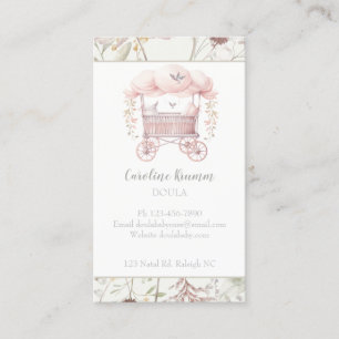 Carte De Visite Boho Watercolor Flowers Baby Doula Midwoman