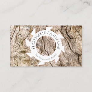 Carte De Visite Bois bio naturel élégant aux formes blanches