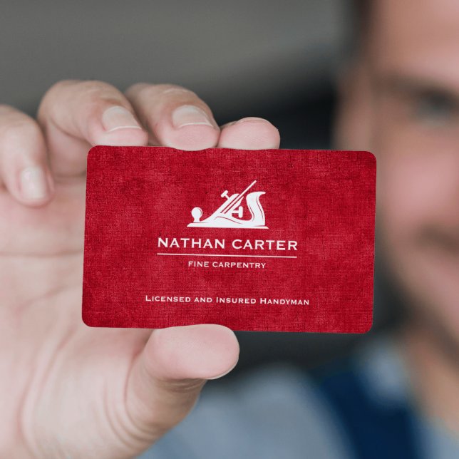 Carte De Visite Bois charpentier Jack Plan Grunge ROUGE (Créateur téléchargé)
