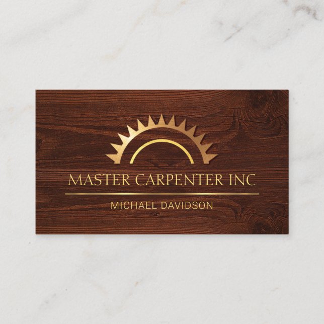 Carte De Visite Bois de scie dorée (Devant)