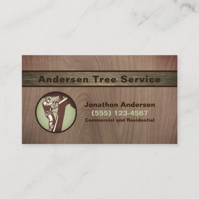 Carte De Visite Bois Design Arbre Découpage Paysage Service de tri (Devant)