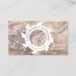 Carte De Visite Bois naturel élégant en forme de scie blanche