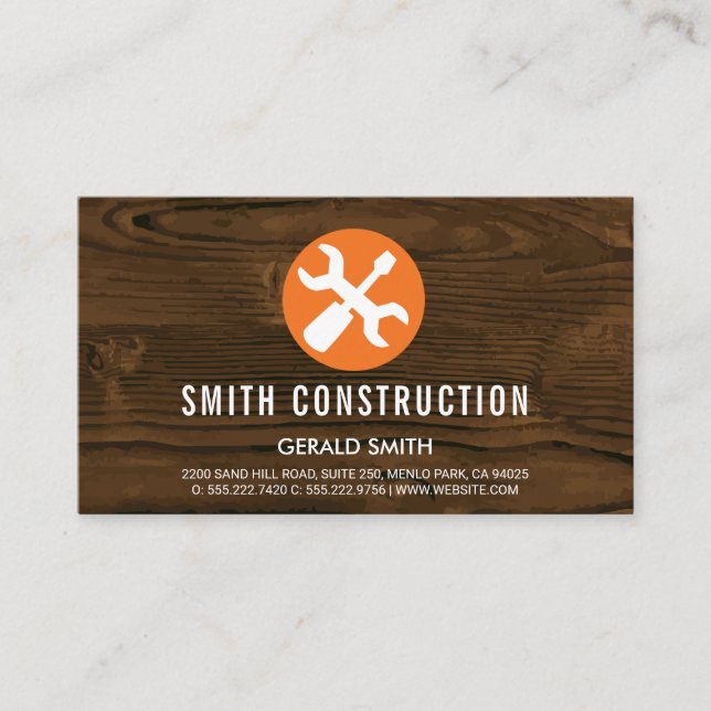 Carte De Visite Bois | Outils de charpenterie de construction (Devant)