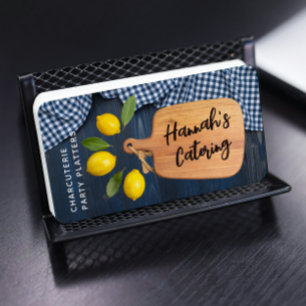 Carte De Visite Bois rustique Découpe Citrus Cuisine Script Bu