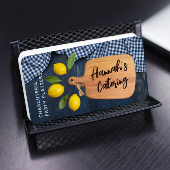 Carte De Visite Bois rustique Découpe Citrus Cuisine Script Bu (Créateur téléchargé)