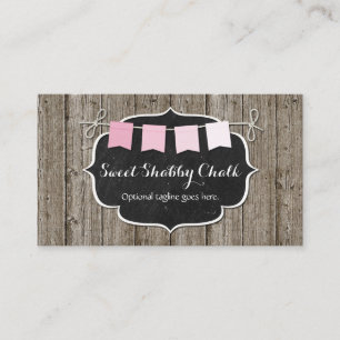 Carte De Visite Bois rustique & Shabby Chic Chalkboard Pink Bund