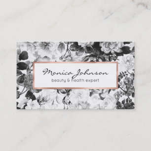 Carte De Visite Boisseau à fleurs de campagne blanc noir blanc mod