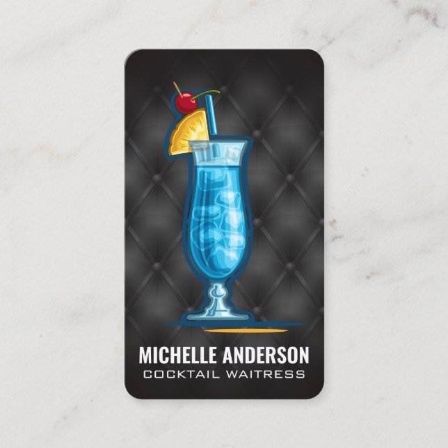 Carte De Visite Boisson Cocktail Bleu | Barman | Restaurant (Devant)