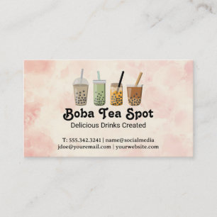 Carte De Visite Boissons variées de thé à bulles