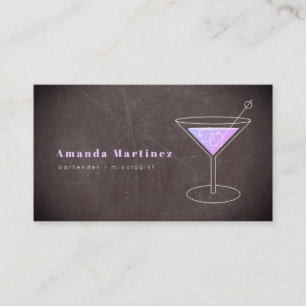 Carte De Visite Boite à cocktail violet Bartender Mixologue Chalkb