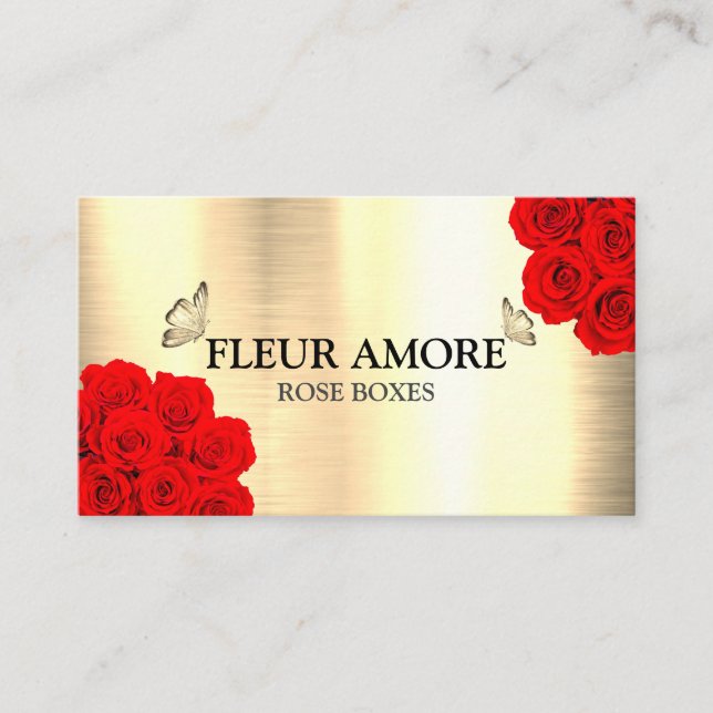 Carte De Visite Boîte à Roses Cadeaux Fleurs (Devant)
