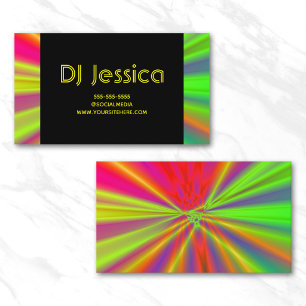 Carte De Visite Boîte de nuit abstraite Spectacle de néon jaune DJ