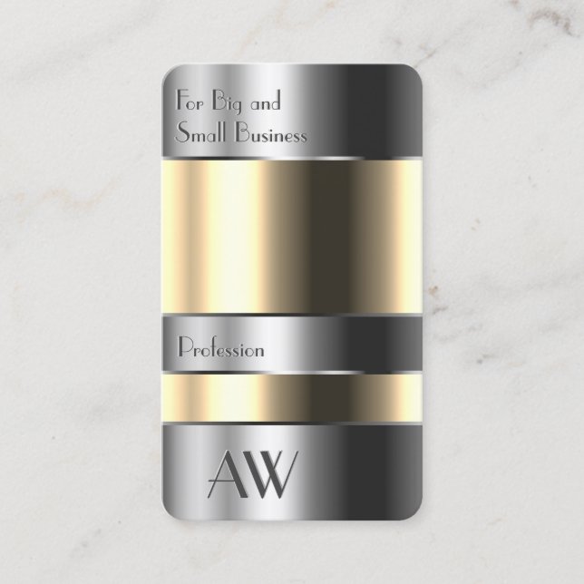 Carte De Visite Boîte en aluminium avec substances beiges Lettres  (Devant)