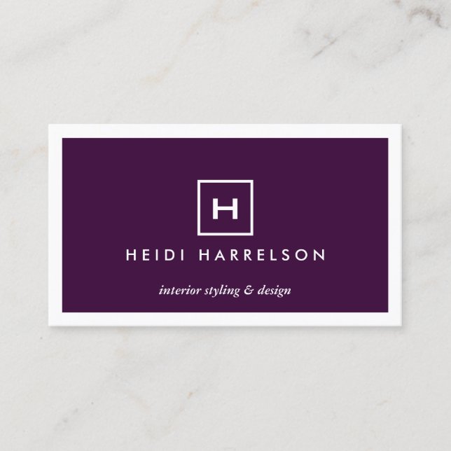 Carte De Visite BOÎTE LOGO avec VOTRE INITIAL/MONOGRAMME sur DEEP  (Devant)