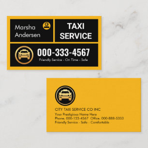Carte De Visite Boîtes de Taxi Jaune Élégantes Conduisant la Cabin