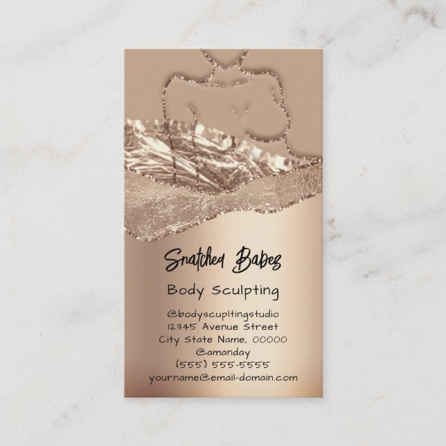 Carte De Visite Boîtier Sculpter Cosmétique Logo QR Code Rose Or (Devant)