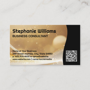 Carte De Visite Boke de loterie à étincelles d'or Code QR