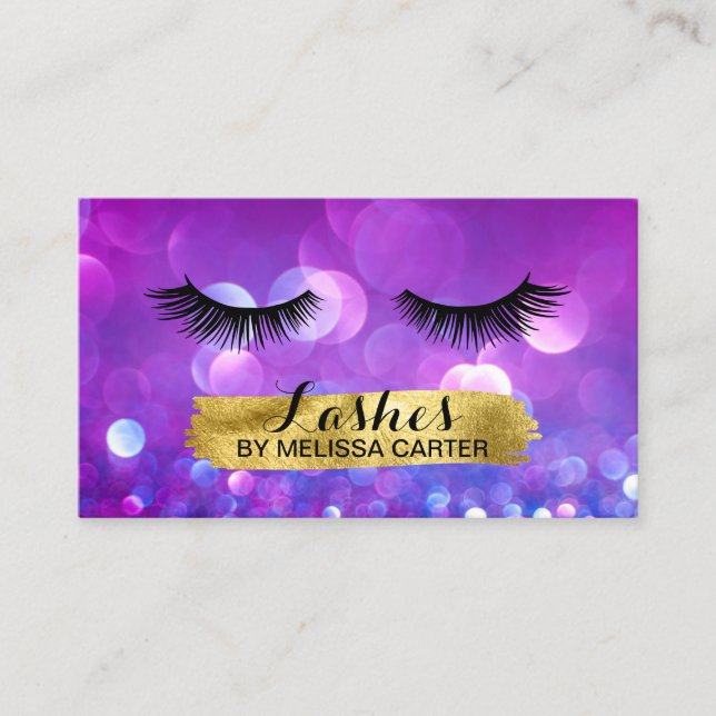 Carte De Visite Bokeh Beauty Salon Maquillage Artist Lash Extensio (Devant)