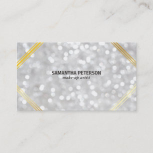 Carte De Visite Bokeh blanc accents dorés