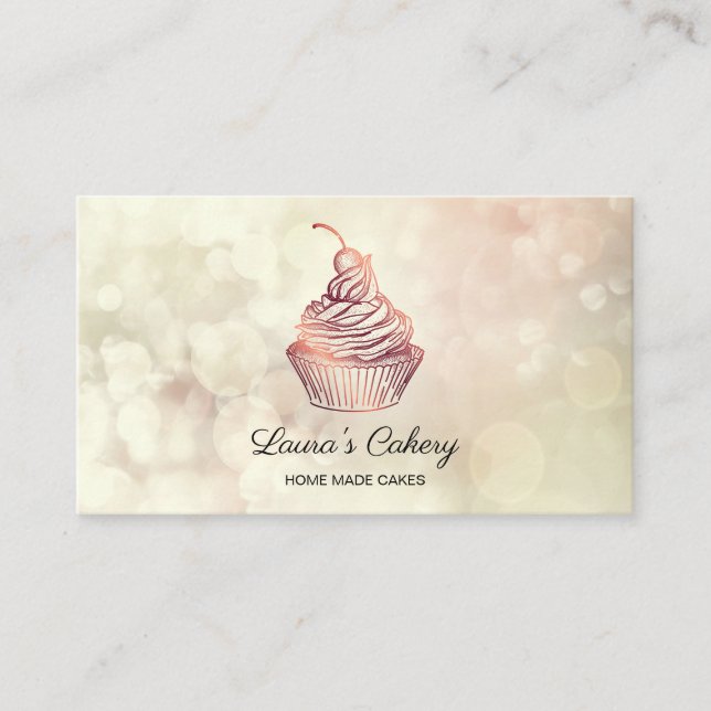 Carte De Visite Bokeh Cakes & Sweets Cupcake Accueil Boulangerie (Devant)