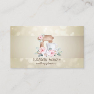 Carte De Visite Bokeh élégant, fleurs rayées, mélange