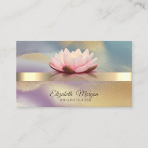 Carte De Visite Bokeh élégant or, Fleur de lotus Yoga coloré
