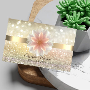 Carte De Visite Bokeh Élégant Or, Fleur de Lotus Yoga Reiki Entrep