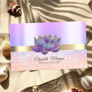 Carte De Visite Bokeh élégant rayure dorée, lotus pailleté