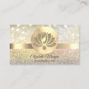 Carte De Visite Bokeh Gold, Professeur de Yoga de la Fleur de Lotu
