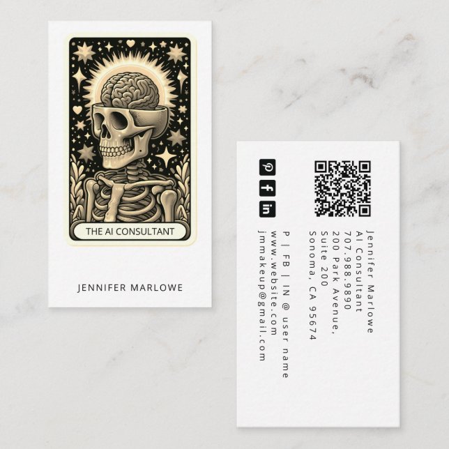Carte De Visite Bold AI Consultant Tarot Card Business Card (Devant / Derrière)