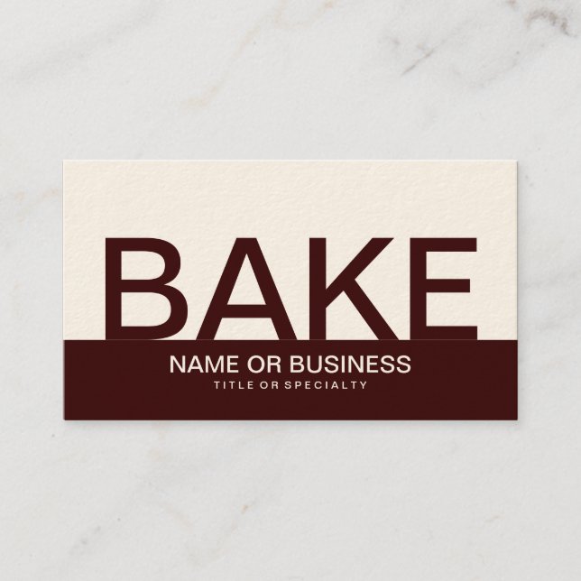 Carte De Visite bold BAKE (couleur personnalisable) (Devant)