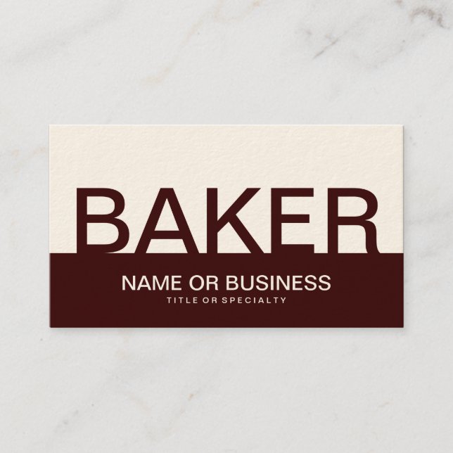 Carte De Visite bold BAKER (couleur personnalisable) (Devant)