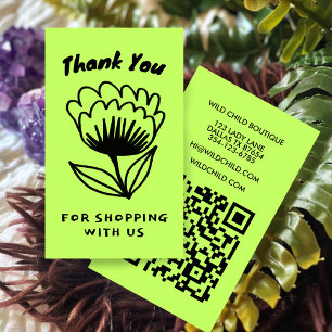 Carte De Visite BOLD BLOOM ORDER MERCI minimum Floral QR code