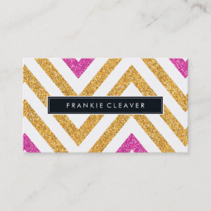 Carte De Visite BOLD CHEVRON MOTIF tendance parties scintillant or