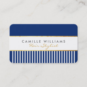 Carte De Visite BOLD design moderne peigne design or bleu foncé