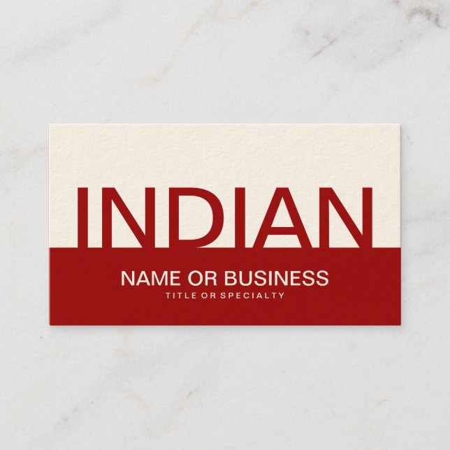 Carte De Visite bold INDIAN (couleur personnalisable) (Devant)