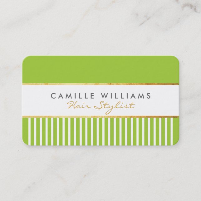 Carte De Visite BOLD moderne design peigne design or citron vert (Devant)