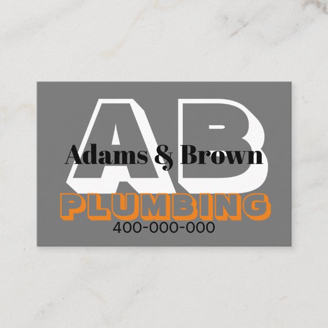 Carte De Visite bold moderne pour plombier ou autre profession gri (Devant)