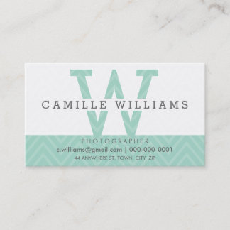 Carte De Visite BOLD MONOGRAM LOGO moderne simple menthe initiale