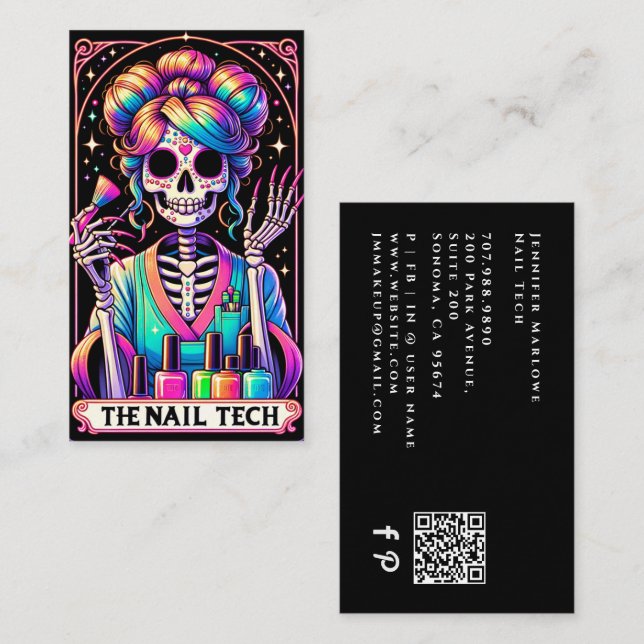 Carte de visite Bold Nail Tech Tarot pour les cart (Devant / Derrière)