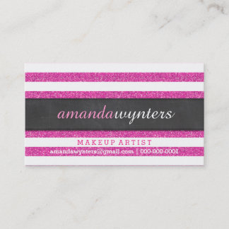 Carte De Visite BOLD simple bande motif rose chaud parties scintil