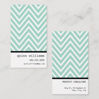 Carte De Visite BOLD SIMPLE MODERNE chevron motif menthe blanc