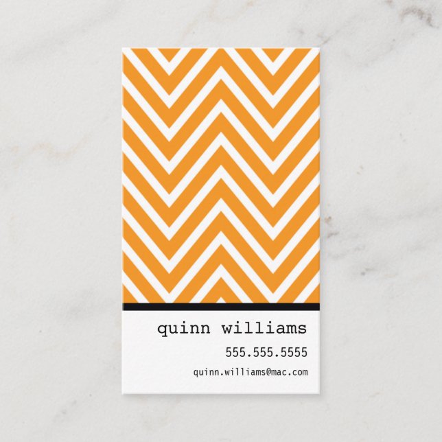 Carte De Visite BOLD SIMPLE MODERNE chevron motif orange frais (Devant)