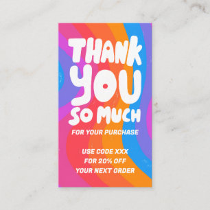 Carte De Visite Bold Wavy Rainbow Order Merci Social QR Code