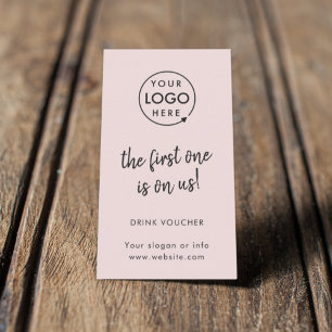 Carte De Visite Bon de boisson   Pink Logo Company Party Event Car