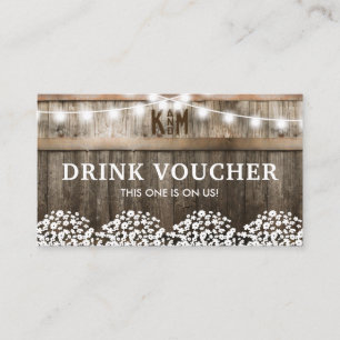 Carte De Visite Bon de Boissons Gratuites pour Mariage dans une Gr