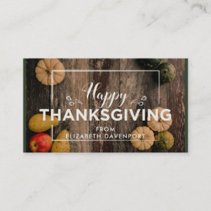 Carte De Visite Bon thanksgiving Gourds sur bois rustique