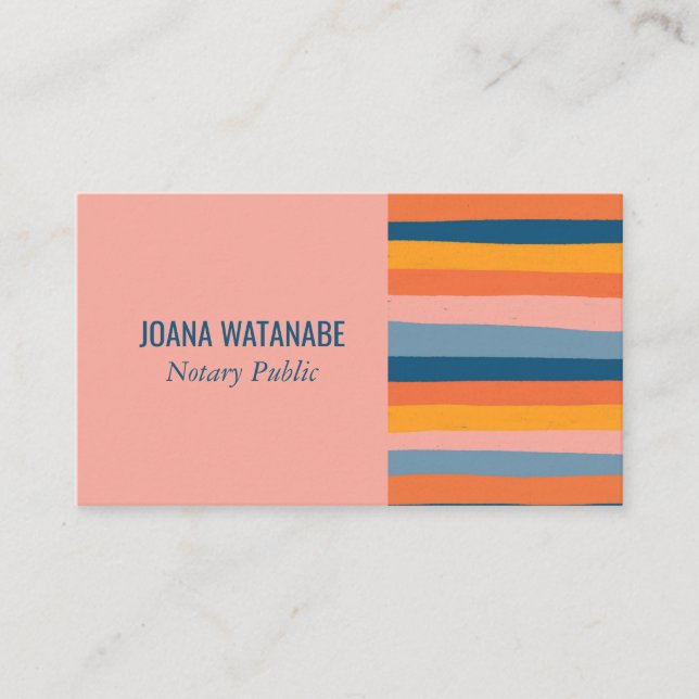 Carte De Visite Bonbons minimalistes rayures faites main rose (Devant)