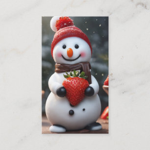 Carte De Visite bonhomme de neige à la fraise de chocolat