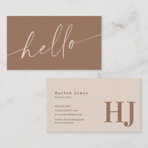 Carte De Visite Bonjour Boho Minimaliste Signature Neutre Tone